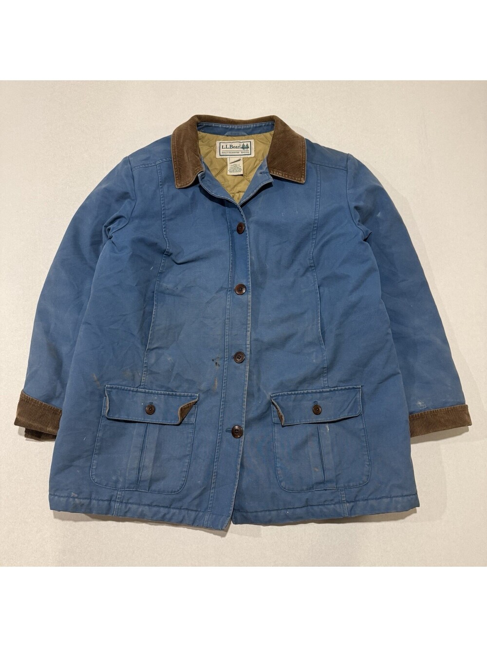 Vintage L.L. Bean Barn Jacket Size L Blue Flannel Line Chore Men’s